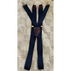 Men's Adjustable Polyelastic X Back Suspender with Drop Clip Navy Blue
